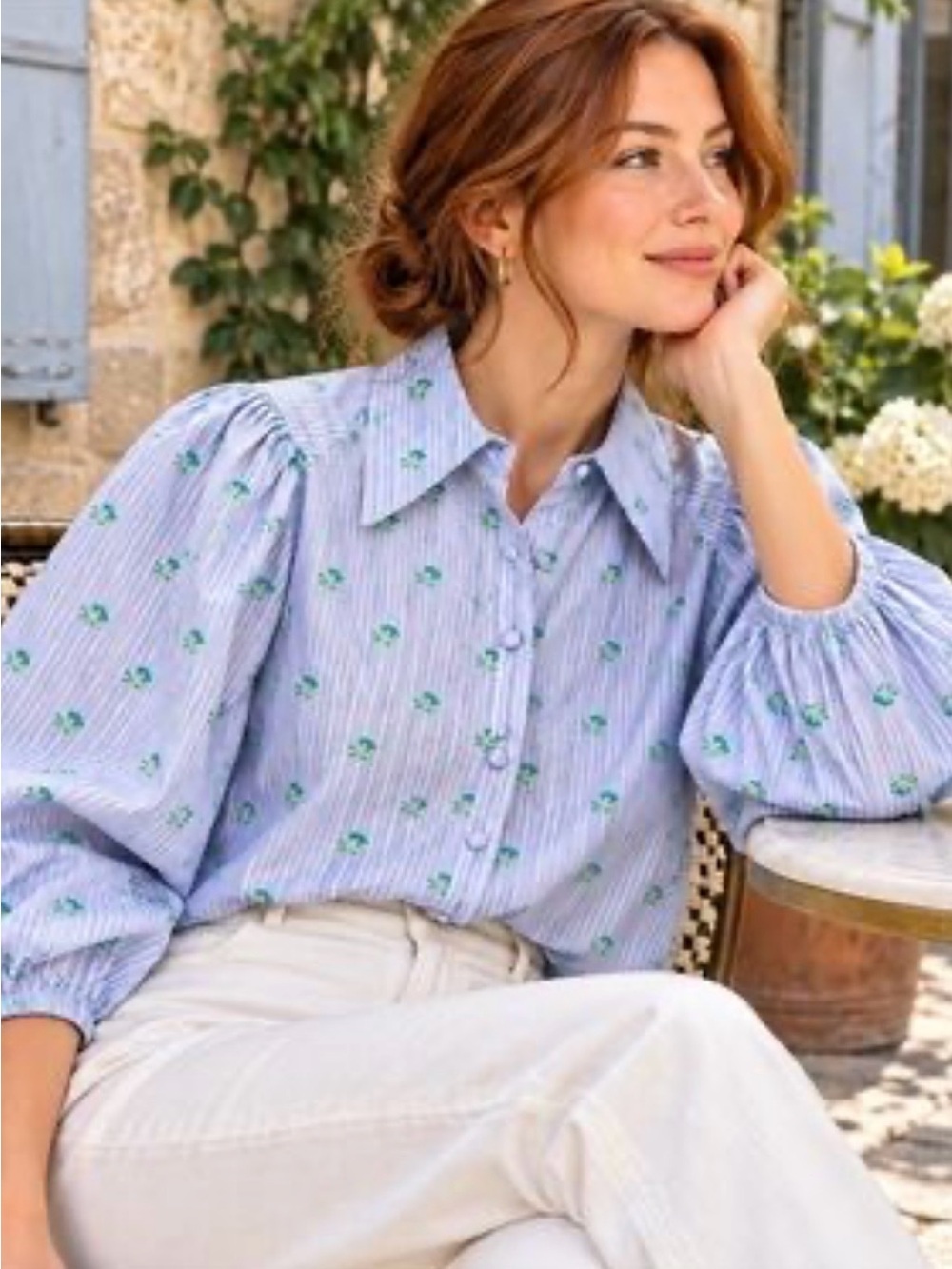 Zara striped and floral print blouse stands